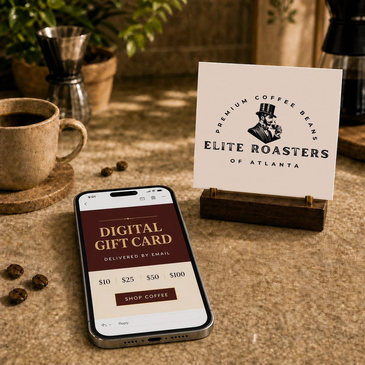 Elite Roasters of Atlanta digital gift card delivered by email