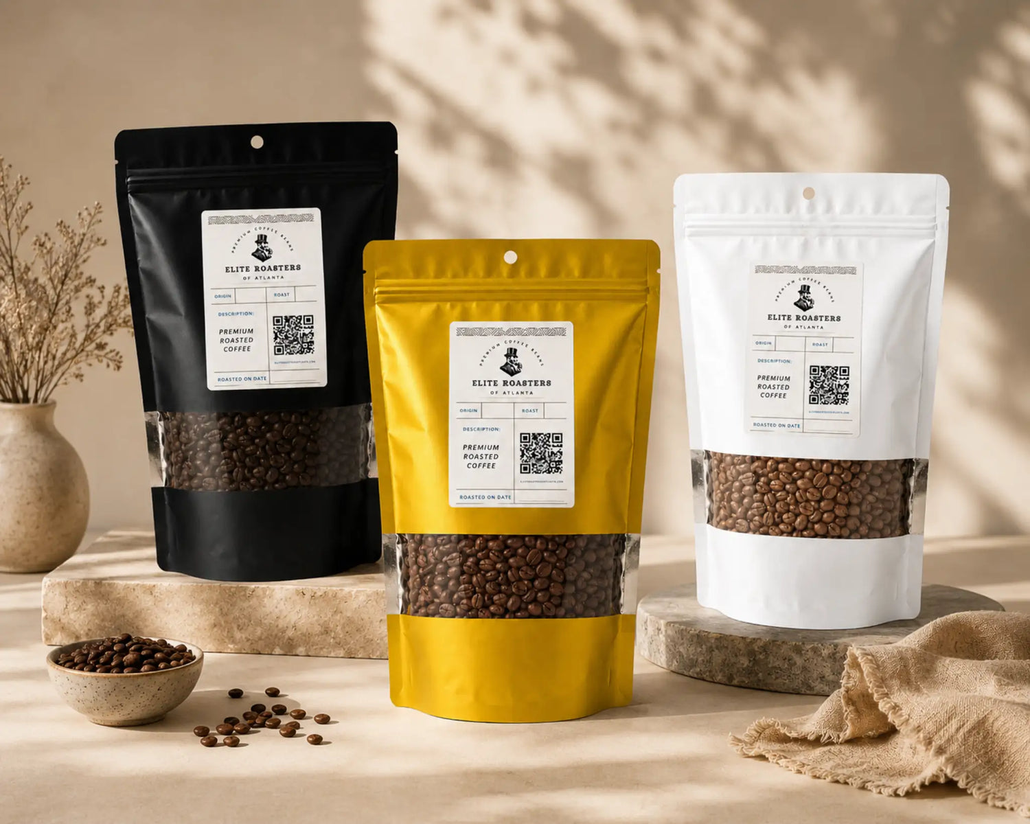 Fresh roasted coffee beans from Elite Roasters of Atlanta