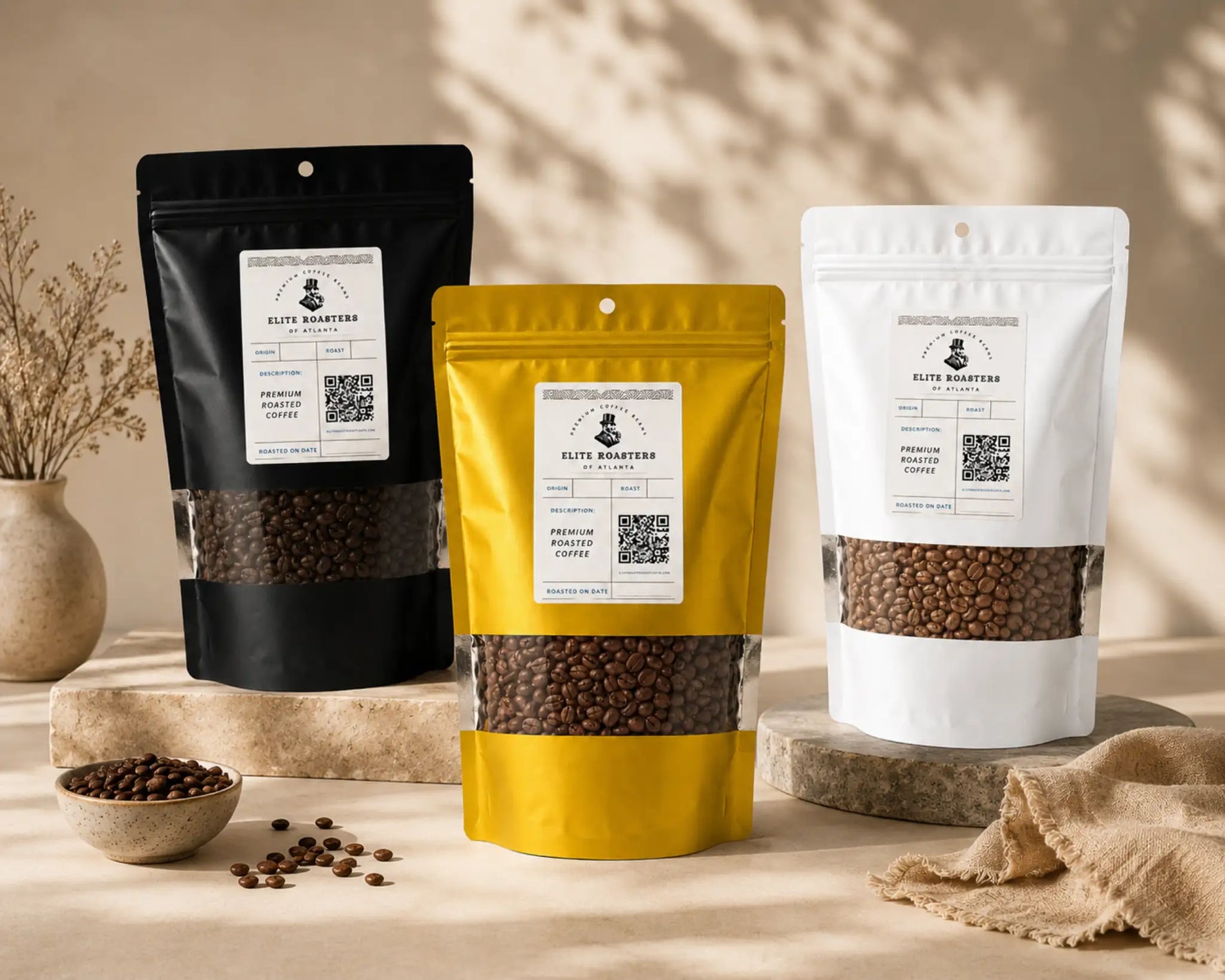 Fresh roasted coffee beans from Elite Roasters of Atlanta