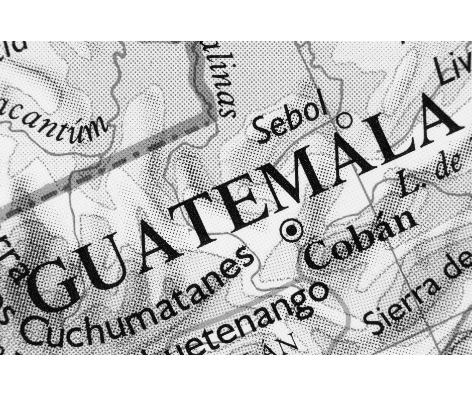 Black-and-white atlas photograph of Guatemala for Elite Roasters Guatemala Huehuetenango Coffee